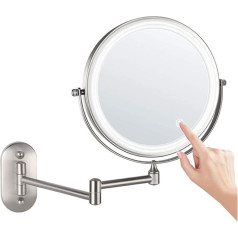 Amtang palielināmais spogulis, sienas spogulis ar LED apgaismojumu, 10x palielinājums skūšanās grima veidošanai (sudraba krāsā, 7x palielinājums)
