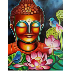 Square 5D Diamond Painting Kits Adult Buddha Lotus 40 x 50 cm Diamond Painting Pictures Large Children's Beads Pictures Art Painting by Numbers Stitch Kits Diamond Painting Square Stones Home Wall