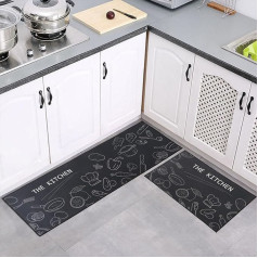 7VSTOHS Kitchen Rug Set of 2 Non-Slip Kitchen Mats, Washable Kitchen Mats and Rugs Set, for Hallway Runner, Dining Room, Entrance and Door Mat Set, 50 x 80 + 50 x 150 cm