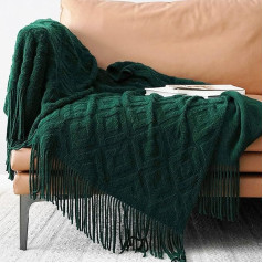 LumiSyne Trikotāžas sega ar pušķi Plain Jacquard Diamond Pattern Cuddly Blanket Trikotāžas sega Bedspread Throw Couch Blanket Dekoratīva sega dīvānam Gulta Bēšs 180 x 240 cm