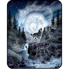 YISUMEI Sega 125 x 200 cm Mīļas segas Soft Flannel Soft Fleece Blanket Bed Throw Moon Wolf