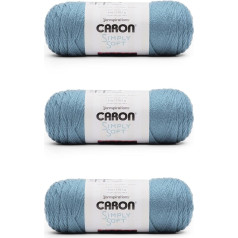 Caron Simply Soft Light Country Blue dzija - 3 iepakojumi pa 6oz - Akrils - 4 vidēji (Worsted) - 315 metri - Adīšana / tamborēšana