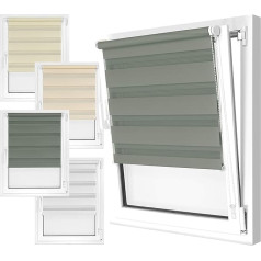 npluseins double roller blind in 4 colours and in 8 sizes – with clamp fastening on the window frame and fixed support rail – easy 3-step installation