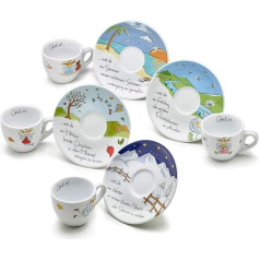 Debesis un eņģeļi Heavenandangels Espresso krūzes 4 mākslas kolekcijas komplekts Četri gadalaiki Lucky Angel Guardian Angel Dāvanu ideja no Heavenandangels Italian Esspresso Angel Mug Colourful