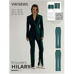 Vikisews Sieviešu šūšanas Pattern Hilary bikses šūšanas Pattern Size US2 - US20 Plus Size - piemērots iesācējiem ar viegli sekot šūšanas instrukcijas