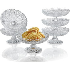 6 x Glass Cake Plates, Dessert Stand, Crystal Cupcake Plates, Clear Small Cake Stand for Chocolate, Dessert, Fruit, Wedding, Birthday, Baby Shower, Party