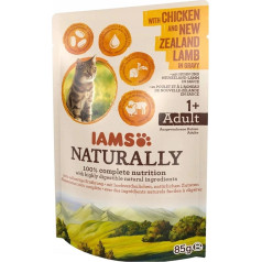 Iams natural adult ar vistas gaļu un Jaunzēlandes jēra gaļu mērcē 85g kaķis