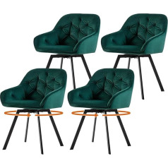 Ofcasa 4 Pack Velvet Swivel pusdienu krēsli Mīkstās virtuves atpūtas krēsls ar atzveltni un grozāmāmām kājām Atpūtas vanna Vannas galda krēsli mājas virtuves birojam zaļš