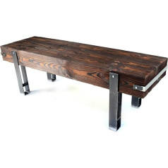 ‎Chyrka CHYRKA® Brody Loft Soliņš no masīvkoka Vintage Bar Rūpnieciskais dizains Roku darbs Koka metāls (28 cm x 180 cm Augstums 45 cm)