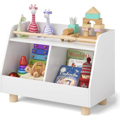 Bellabino Belly Montessori Children's Shelf, Toy Shelf, White/Natural, with 2 Compartments for Toys, Dimensions (H x D x W): 52 x 38 x 72 cm