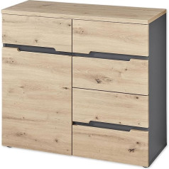 Stella Trading MEMPHIS Chest of Drawers in Artisan Oak Look, Graphite - Modern Chest of Drawers with Lots of Storage Space - 90 x 82 x 38 cm (W x H x D)