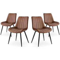 Mc Haus ENA Brown x4-4 iepakojuma Nordic Vintage pusdienu krēsli ar polsterētu sēdekli un ergonomisku atzveltni, brūni