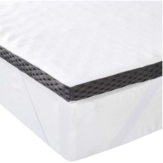 Amazon Basics - Mattress Topper 90 x 200 cm, 4 cm Height Memory Foam Mattress Topper with Ties, White