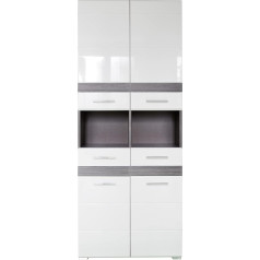 Trendteam Smart Living Augsts, plats skapītis, kompozītmateriālu koks, augstas spīduma pakāpes, balts, pelēks, sudraba krāsā, 73 x 77 x 24 cm