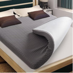 Duanduan Matrača virskārta 140 x 190 cm Memory Foam 7,5 cm Double 140 x 190 cm Biezs matrača virskārtas matracis 140 x 190 cm ar noņemamu un mazgājamu pārvalku