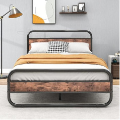 Homerecommend DIVGUĻAMĀS METĀLA GULTAS RĀMIS AR HEADBOARD UN FOOTBOARD HEADBOARD BRŪNS OVĀLS UZGLABĀŠANAS TĒRAUDA LĪSTES MATRACIS APAĻAS CAURULES DIZAINS