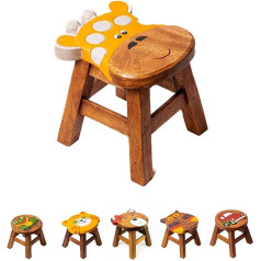 Aga's Own Agas Own Wooden Step Stool for Children, Handmade in Premium Quality, Wooden Step Made of Solid Wood, Large Design Selection as Chair, Footstool and Stool Milking Stool, Plant Stool (Friendly Giraffe)