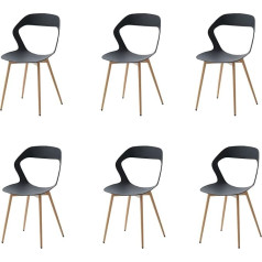 Grandca Home Set of 6 Dining Chairs or Office Chairs with Metal Legs, Kitchen Chairs for Living Room, Dining Room, Meeting Room, Black