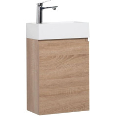 ‎Goom GOOM Guest Toilet Wash Basin 40 cm Bathroom Furniture Preassembled Small Sink with Base Cabinet Cast Mineral Sink with Lotus Effect (LINO, Oak White)
