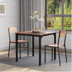 BTM Комплект столовый с 2 стульями для балкона, столовой и гостиной, винтажный коричневый Описание