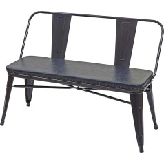 Mendler HWC-H10 Set of 2 Seater Wardrobe Bench Dining Room Bench Industrial Design Vintage Faux Leather Black / Grey