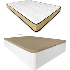 Duérmete Online Aura Memory Foam Mattress Reversible + Folding Wooden Bed Large Capacity Polyurethane Wood 135 x 190 см