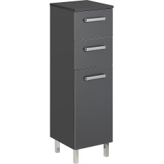 Pelipal Quickset 311 Bathroom Cabinet Gloss Anthracite 30 cm Wide Base Cabinet with 1 Door, 2 Drawers and 1 Shelf