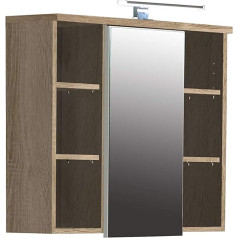 Forte Veris Wall Cabinet with 1 Mirror Door, Wooden, Sonoma Oak / White High Gloss, 68.1 x 68.6 x 20 cm