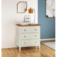 Hallowood Furniture Hallowood CLF-CHE3 Clifton Oak White Painted Small Chest of Drawers with 3 Drawers | Low Wood Nursery Furniture for Kids Teenagers, Multicoloured, One Size