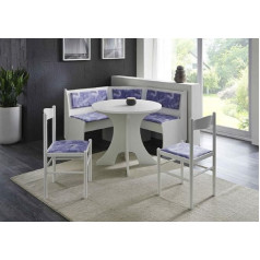Beauty.scouts Möbel Top Collection Beauty.Scouts Garda Corner Bench Set + 2 Chairs Complete Set Country House White / Blue Upholstered Microfibre Corner Bench Chest Bench Kitchen Dining Room