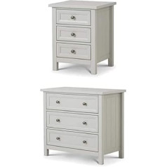 Julian Bowen Maine Bedsides & 3 Drawer Chest Bundle, Dove Grey