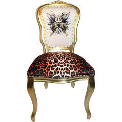 Casa Padrino Pompöös by Luxury Baroque Ēdamistabas krēsls Leopard / White / Gold Glitter Crown & Angel Wings - Harald Glöööckler izstrādātais Pompöös baroka stilā veidotais krēsls