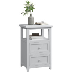 Sqpftw Fully Assembled Bedside Table with 2 Drawers, Wood, No Assembly, Side Table/Bedside Table/Bedside Table/Bedside Table/Locker for Living Room, Bedroom, Office, White