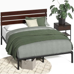 Zinus Figari 31 cm Sustainable Bamboo and Metal Platform Bed Frame with Slatted Headboard | Steel Slat Support | Easy Assembly | Double Bed | Beautiful Surface