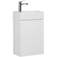 Goom LINO Guest Toilet Washbasin 40 cm Bathroom Furniture Preassembled Small Sink with Base Cabinet Cast Mineral Sink with Lotus Effect (High Gloss White)