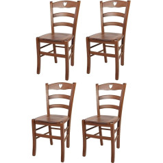 T M C S Tommychairs Cuore Комплект из 4 стульев для кухни и столовой, прочная структура из бука в светло-орехово-коричневом лаке и деревянное сиденье