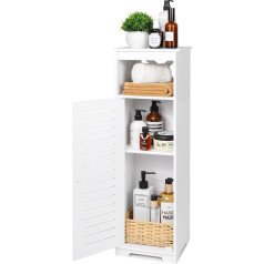 Bhfow Bathroom Cabinet with 1 Tier Shelf and Single Door, Freestanding Storage Organizer Hallway Entrance Closet, Narrow Bathroom Shelf for Living Room, Kitchen, White