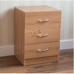 Vida Designs Riano 3 Drawer Bedside Table Pine Storage Table