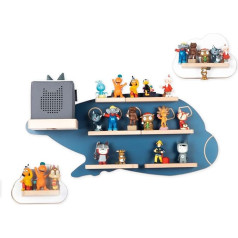 Boarti The Original Children's Shelf Boeing Set in White Blue TÜV/GS Certified – Suitable for Toniebox and Approx. 54 Figures – for Playing and Collecting