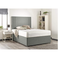 Bed Centre Manhattan Memory Foam Divan Set with Mattress, 2 Drawers (Same Side) and Headboard (Small Double (120 x 190 cm) Silver