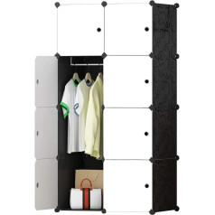 Brian & Dany 8 Cube Wardrobe Modular Storage Organiser Plastic Cabinet with Doors & 1 Hanger, Deeper Compartments Than Normal (45cm vs. 35cm) for More Space