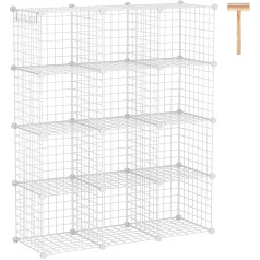 C&Ahome Metal Wire Cube Stackable Bookcase 12 Cube White