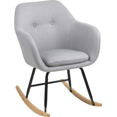 Ac Design Furniture Wendy skandināvu šūpuļkrēsls, pelēks krēsls, viesistabas mēbeles, polsterēts krēsls ar roku balstiem, W: 57 x D: 71 x H: 81 cm, 1 gab.