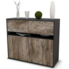 Stil.zeit Style.Zeit Bufete Clea/Body Anthracite Matt/Front Wood Design (92 x 79 x 35 cm) Push-to-Open tehnoloģija un gludas sliedes