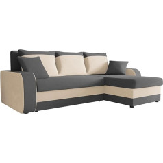 Mirjan24 Kristofer Corner Sofa, Designer Corner Sofa, Couch with Sleep Function, Two Bed Boxes, Living Landscape, Bed Function L-Shape Sofa, Ottoman Universal (Mikrofaza 0027 + Mikrofaza 0031.)