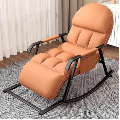 Kanghing Šūpuļkrēsls viesistabai Moderns šūpuļkrēsls ar atgāzējamu funkciju, šūpuļkrēsls ar sānu kabatu, šūpuļkrēsls ar regulējamu kāju balstu, šūpuļkrēsls viesistabai, guļamistabai (oranžs)