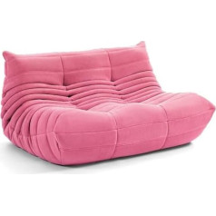 Comfortable Lazy Floor Sofa Couch, Accent Sofa, Caterpillar Inspired Soft Suede Fabric with 50D Cotton Pleated Structure, Chair Lazy Pink - 70 x 132 x 38 cm