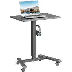 Ergomaker Стоячий стол, регулируемый по высоте стол с 4 колесами, 65 x 45 см, мобильный стол для ноутбука, надкроватный стол, черный, стоячий стол, пр
