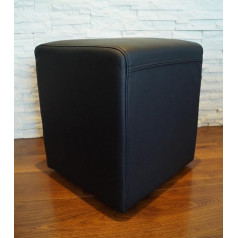 Quattro Meble Īstas ādas taburete 40 x 40 x 45 cm Kaula ādas sēdeklis Cube Footstool Mīkstās taburetes Īstas ādas Pufs melns