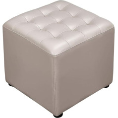 Fchmy NMDCDH Ottoman Ādas polsterēts kubs taburete Footstool Solid Wood Square Leather Living Room Coffee Table Small Bench Grey 40 x 40 x 35 cm (16 x 16 x 14 collas)